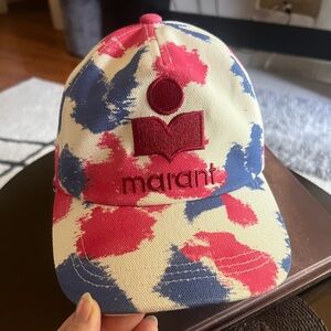 BNWOT Isabel Marant Baseball Cap Pink Blue and Ecru